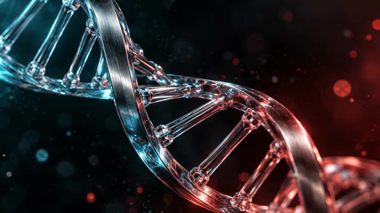 Red and cyan DNA helix